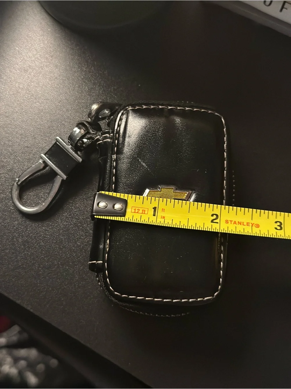 Genuine Black Leather Key Pouch with Clip | Chevrolet Zip Around Key Fob Holder